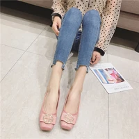 2023 Spring New Korean Versatile Flat Women's Shoes Fashion Square Head Large Size Short Mouth Casual Women's Shoes 35-41 2