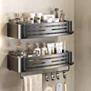Aluminum Bathroom Shelves Wall Towel Rack Mounted Shower Caddy With No Drilling Shower Organizer Bathroom Storage Accessories 6