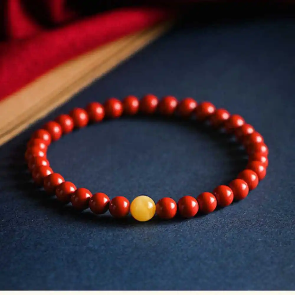 

6MM Natural Cinnabar Baltic Amber Turquoise Bracelet Bless spread Energy Seven Chakras Diy Yoga Classic Dark Matter Fancy
