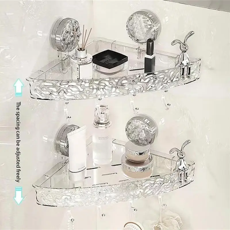 Bathroom Shelf Rack Storage Rack Wall Shelf Organizer Clear Bathroom Shower Organizer No Drilling Suction Cup Wall Mounted Drain Rack