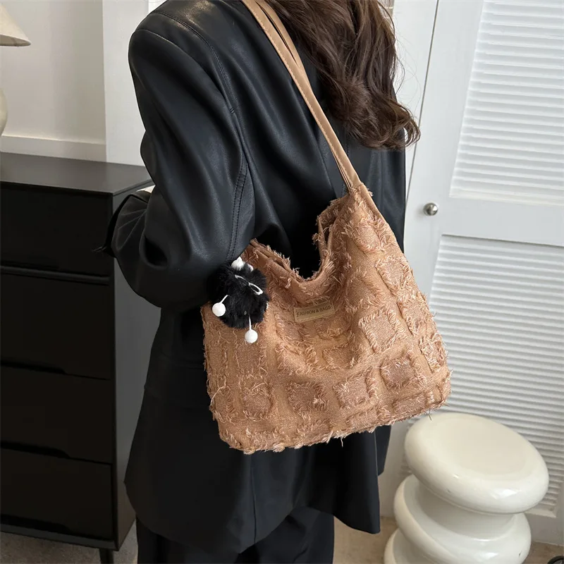 

Minimalist Plaid Pattern Large Capacity Fashion Design Korean 2023 Shoulder Crossbody Tote Bag For Women Durable Shopper Handbag