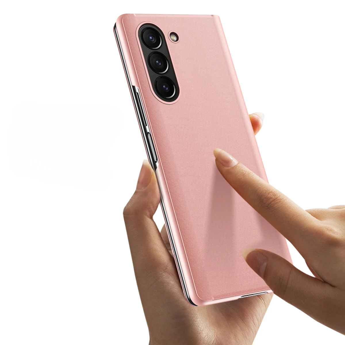 Elegant Smart Mirror Flip Magnetic Case with Electroplated Finish and Screen Stand