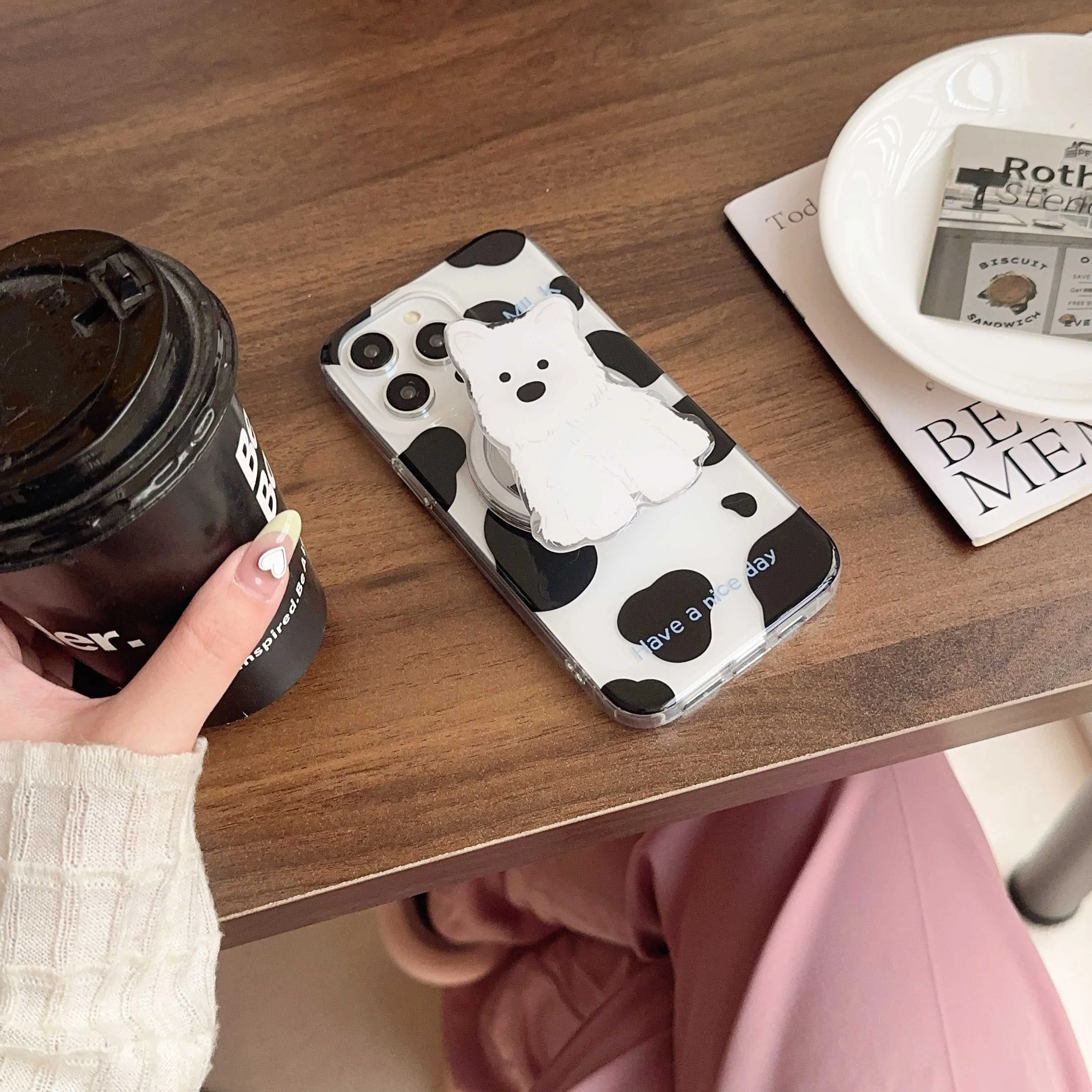 3D Dog Puppy Magnetic Cow Stripes Phone Case for iPhone
