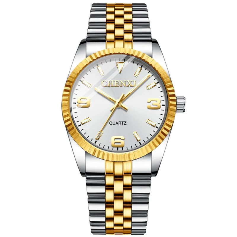 

Gold Stainless Steel Strap Waterproof Glow Couple Quartz Watch Fashion Men's Business Women's Quartz Watches