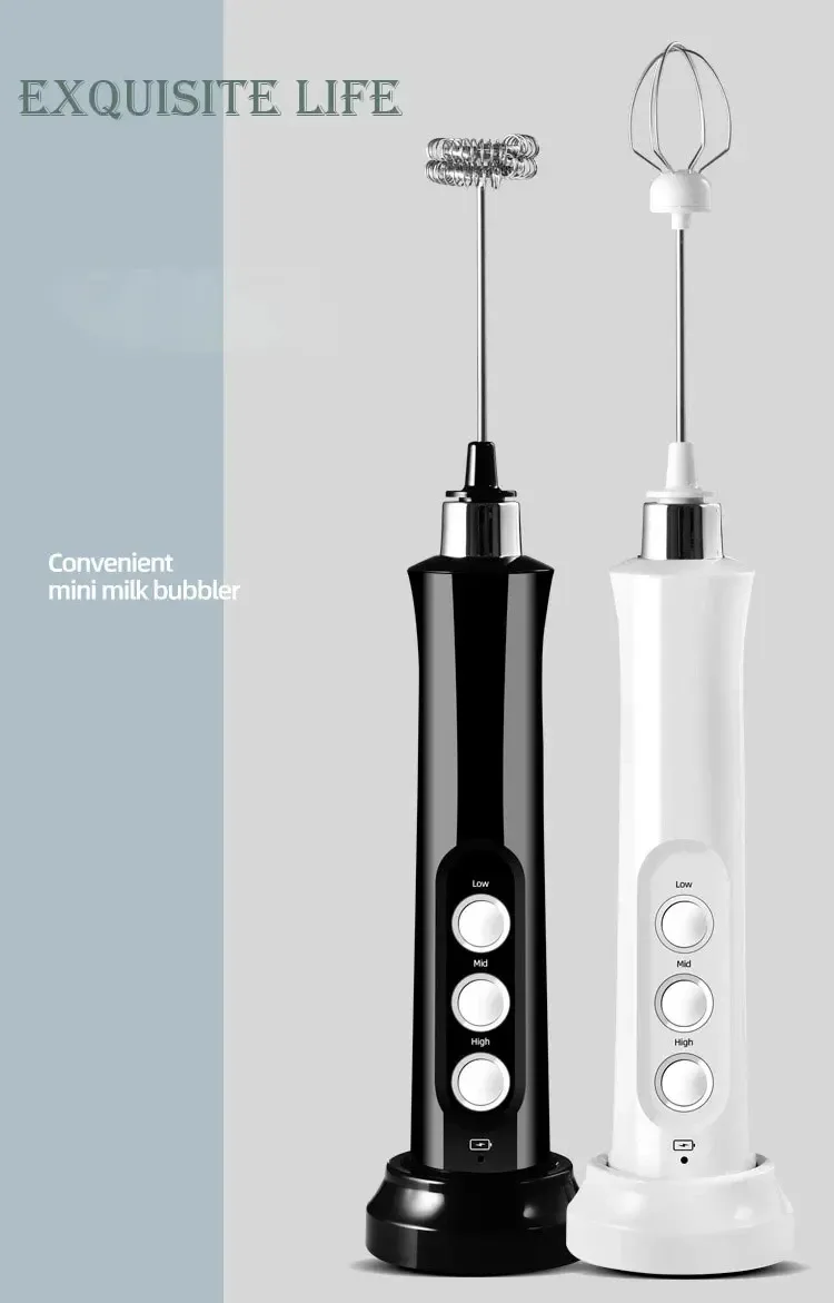 Description Picture 3 of itemWireless Rechargeable Electric Milk Frother - 3 Speeds, Handheld Foam Maker for Latte Cappuccino Hot Chocolate USB Rechargeable