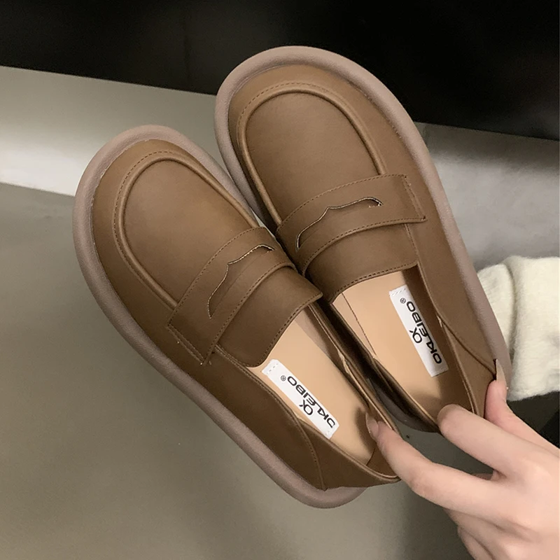 Sneakers Women Shoes Leather Loafers Shoes For Women Comfortable Slip On Shoes Hand Sewing Thread Mom Shoes Zapatillas De Mujer