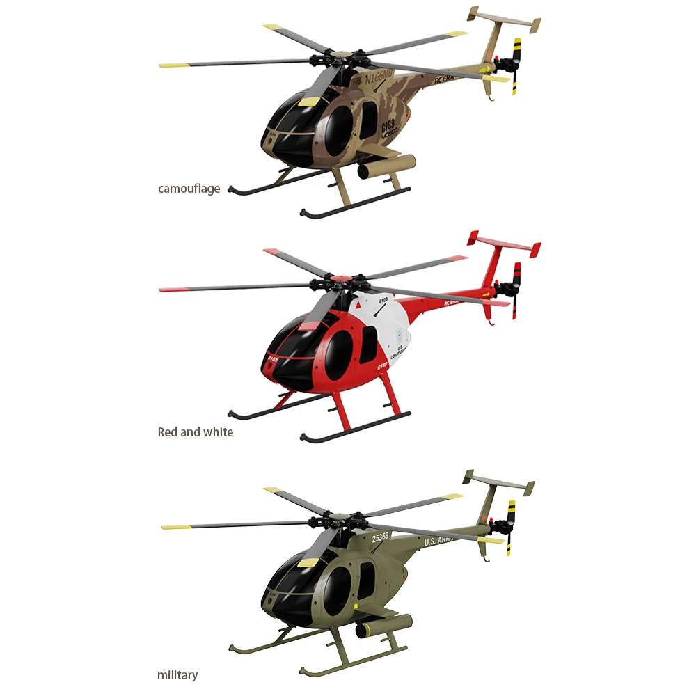 RC ERA C189 MD500 1/28 4채널 듀얼 브러시리스 RC 헬리콥터 - 6축 자이로 + 광학 흐름 위치 지정 | 15분 비행
