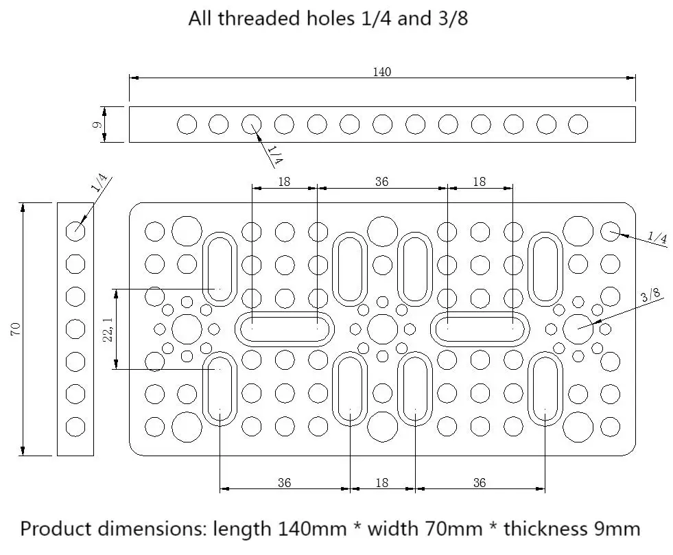 Camera Cage Rig Expansion Mounting Configuration With 1/4" & 3/8 Threads Mount Expansion