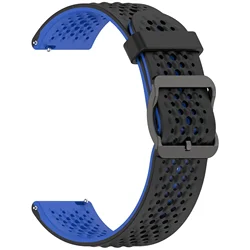 Breathable Silicone Sport Bracelet, 20/22mm Smartwatch Strap - 20mm Universal (Black blue)