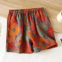 2026 New Summer Women's Pajamas 100% Cotton Shorts Yarn-dyed Jacquard Shorts Women's Loose Home Pants Thin Home Pants Pajamas - Image 4