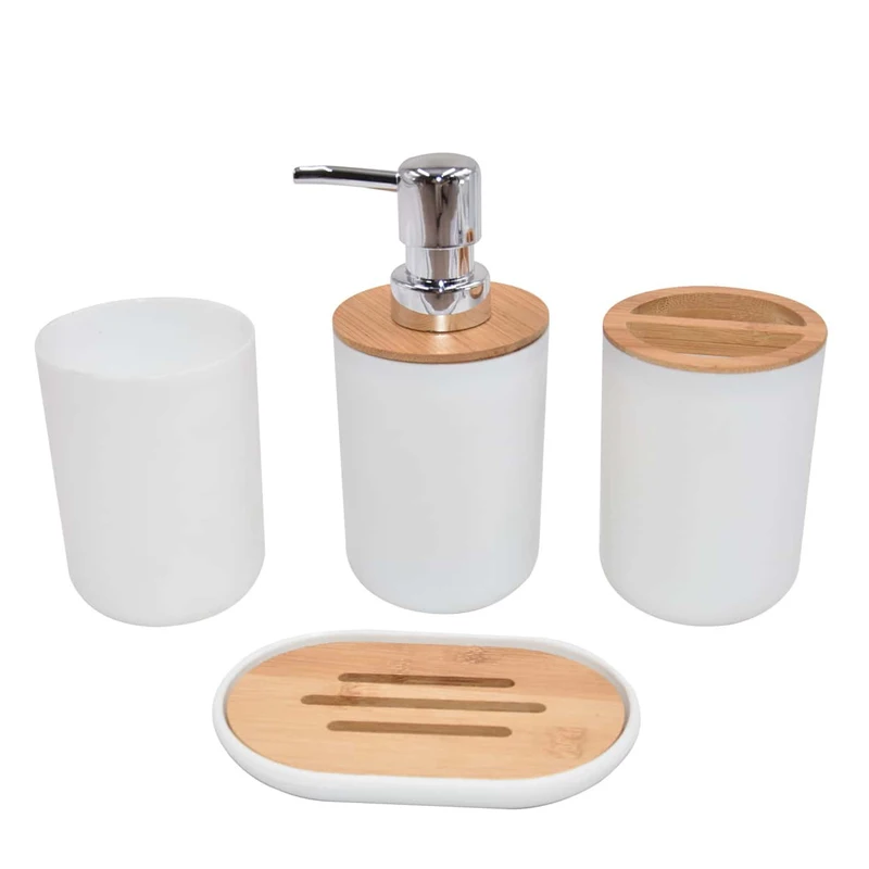 Bathroom Accessories 4 Piece Set Of Toiletries Imitation Resin Plastic Bamboo Wood Combination Bathroom 1 Set
