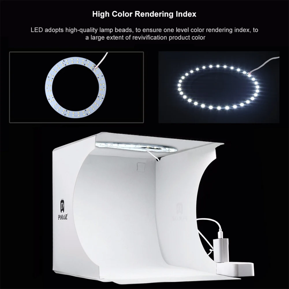 PULUZ 20cm/30cm LED Ring Light box Lightbox Photo Studio Box Photography  Light Studio Shooting Tent Box Kit & 6 Color Backdrops