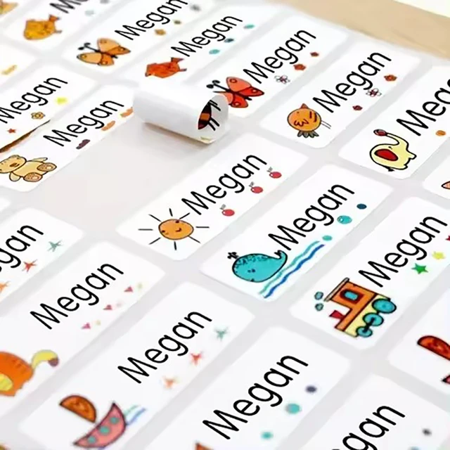 200pcs Custom Name Stickers Tag Personalized Waterproof Kawaii Label For Children School Stationery Bottle Transparent Glitter 1