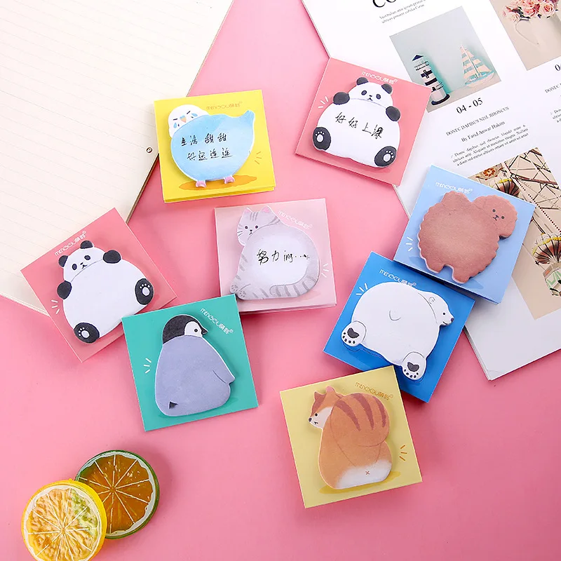 30sheets Sticky Notes Memo Pad Cute Animal Butt Bookmarks Kawaii Cat Penguin N Times Sticky Office Stationery Journal Supplies