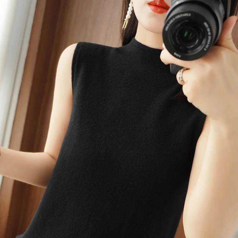 여성용 캐시미어 스웨터, 단색 니트 조끼 풀오버, 여성 캐주얼 캐시미어 조끼, 봄 여름 