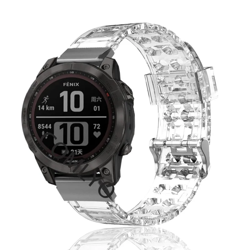 Nuovo Cinturino Per Garmin Fenix 7X 7 6 6X Pro Solar Enduro 5X Plus 3Hr Discesa Mk1 Mk2 Mk2I Cinturino Cinturino Tpu Trasparente