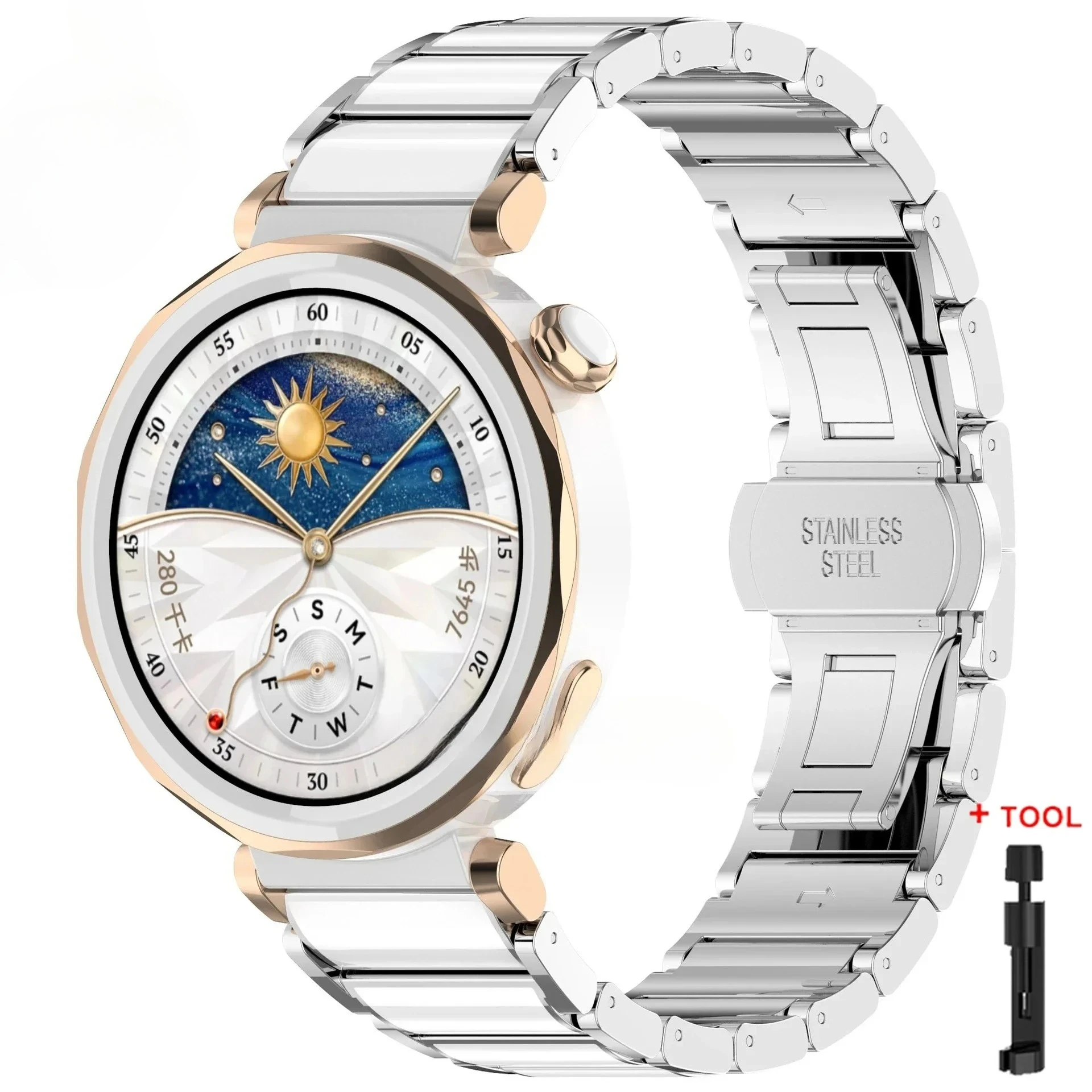 Elegant 18mm Ceramic Smartwatch Strap - Stylish Bracelet Accessory