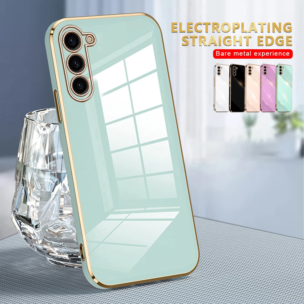 Custodia In Silicone Con Cornice Quadrata Placcata Di Lusso Per Samsung Galaxy S23 Fe Cover Protection Back Shell Fundas Per Samsung S 23 Fe S23Fe
