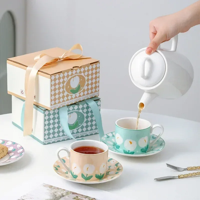 Set Tazza E Piattino Tulipani Rosa Disoza - Ceramica 250ml, Regalo Per Donne, Lavabile In Lavastoviglie - Foto 9