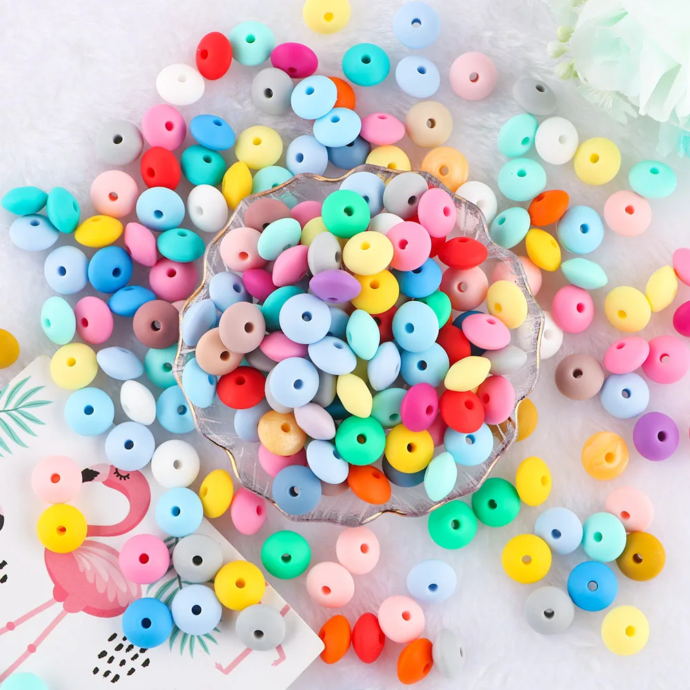 Kovict 100/500/1000/2000Pcs 12mm Silicone Lentils Beads For Jewelry Making Bulk Components For Jewelry Making