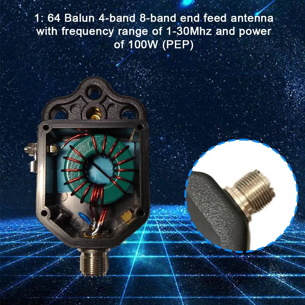 1:64 Balun End Fed Half Wave Antenna Balun 1-30MHz 100W PEP EFHW Balun