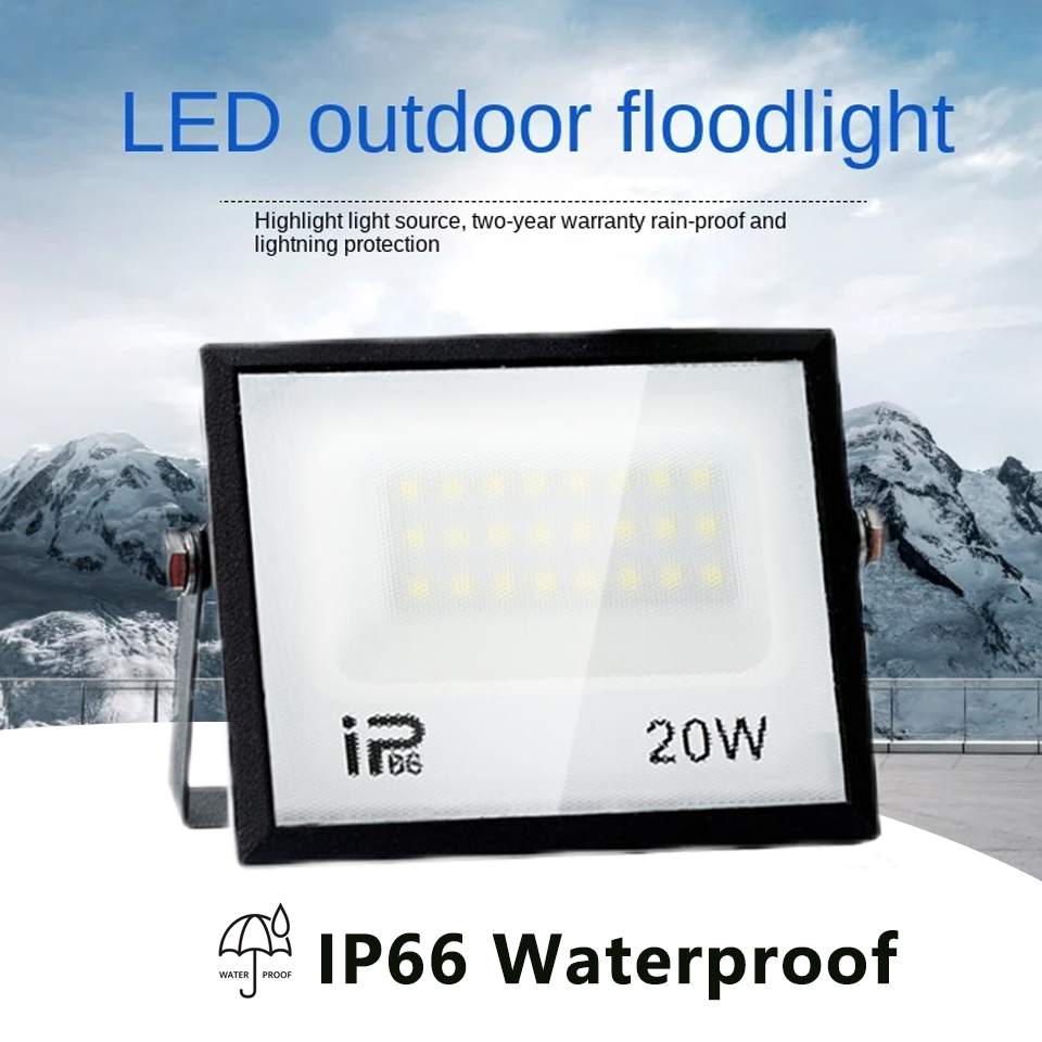 LED Floodlight 20W-300W AC220/110V IP66 Waterproof Aluminum Tempered Glass  Suitable For Outdoor Garden Street Gate Lighting
