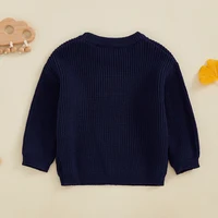 2024-09-18 Lioraitiin 2 Colors Toddler Kids Baby Boys Fall Sweater Letter Embroidery Long Sleeve Crew Neck Knitwear Pullover - Image 3