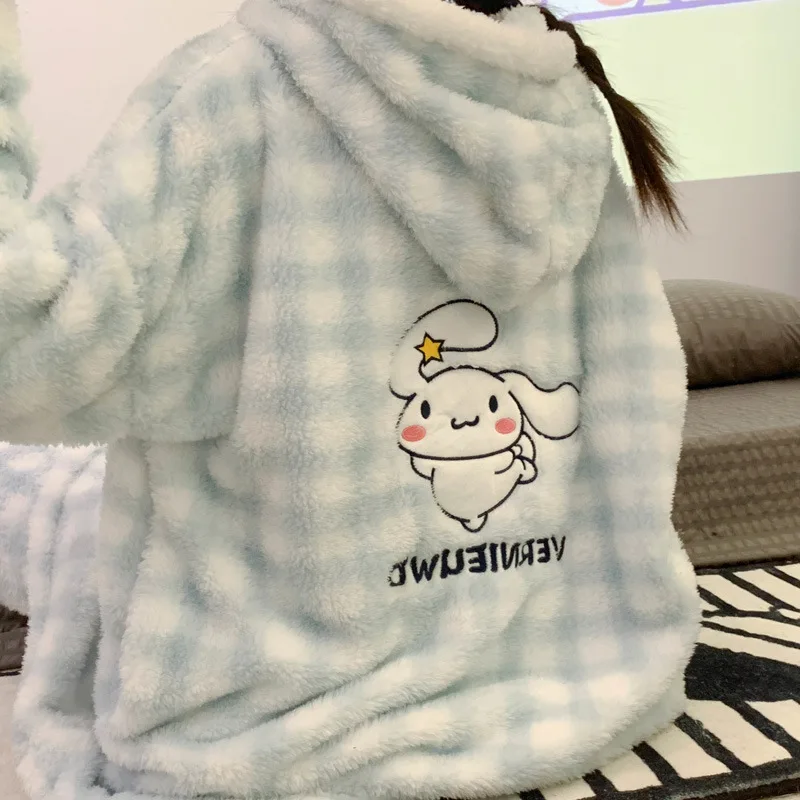 

Пижама в клетку из кораллового флиса, с капюшоном