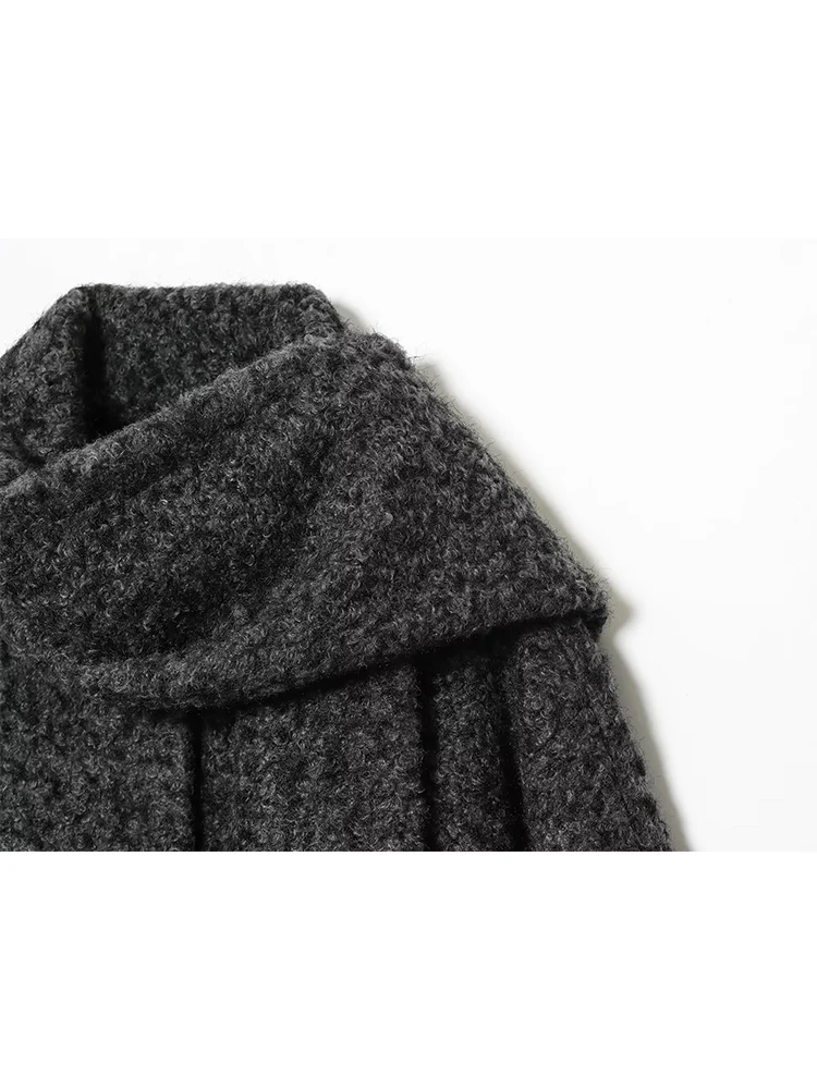 Women Solid Button Loose Jackets Warm Scarf Collar Long Sleeve Temperament Short Coat Female Fashion Style Winter Outerwear