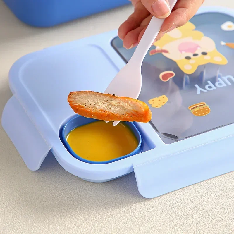 Bento Lunch Box For Kids Girls Cartoon Students Kawaii Cute Heated 3 Grid Sandwich Snack Food Box Special Canteen Food Storage - 4