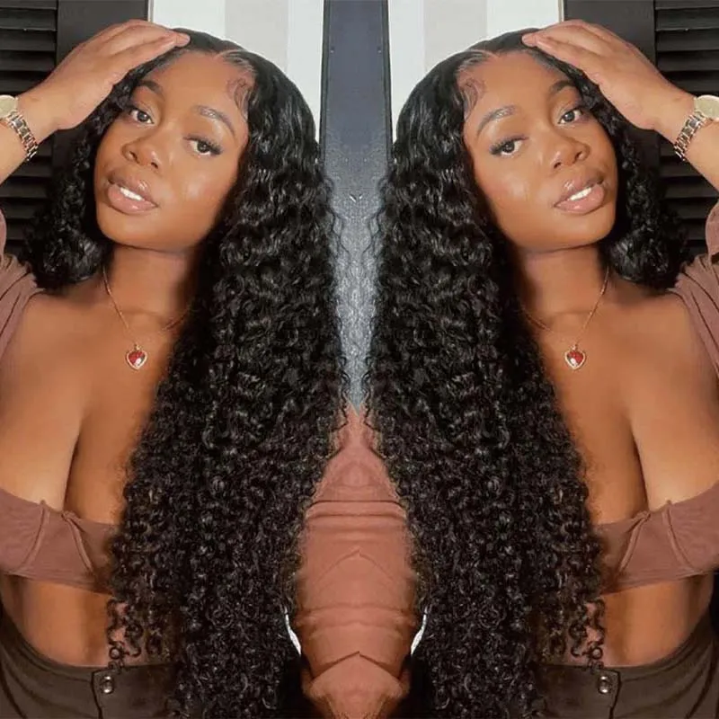 

Kinky Curly HD 13X4 Lace Front Human Hair Wigs For Black Women Pre Plucked Brazilian Hair 13x4 Curly HD Lace Front Frontal Wig