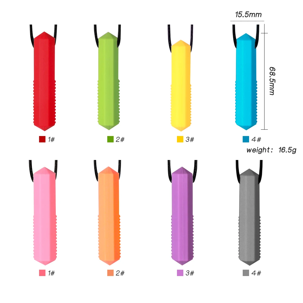 Gem Silicone Teethers Crystal Chew Necklace Sensory Pandent Chewing Toy for Kids Boys Girls Autism 2