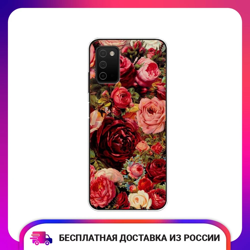 Чехол силиконовый для Samsung Galaxy A03s Розы винтажные защитный тонкий мягкий