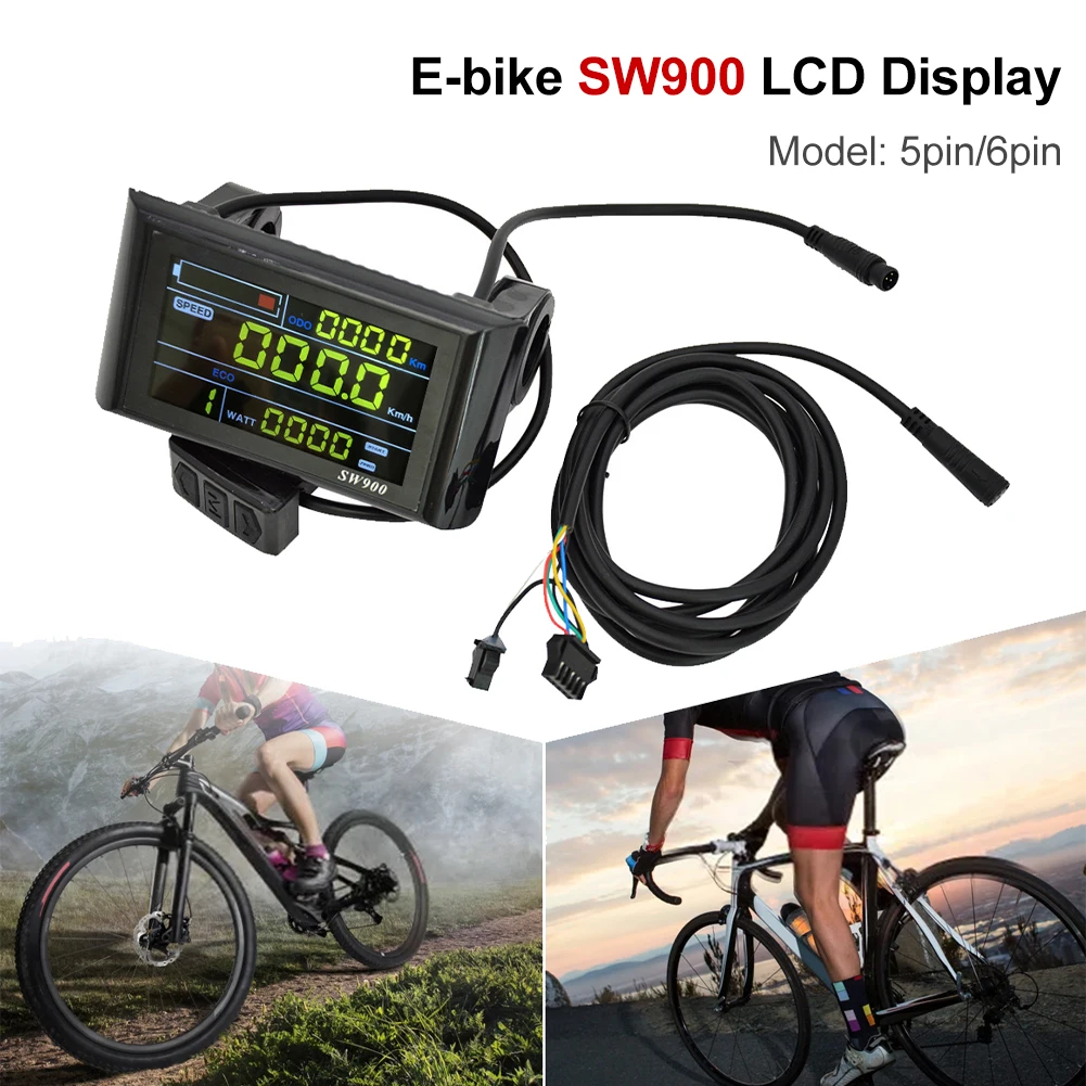 

5/6pin SW900 24-60V E-bike LCD Display Speed Control Panel Adapter Cable Electric Scooter Bicycle LCD Display Cycling Accessory