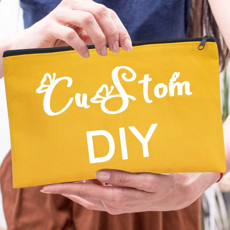 Custom DIY Canvas Makeup Bags Zipper Pouch Bags Pencil Case Personalized Cosmetic Pouch For Travel Craft Hand bag