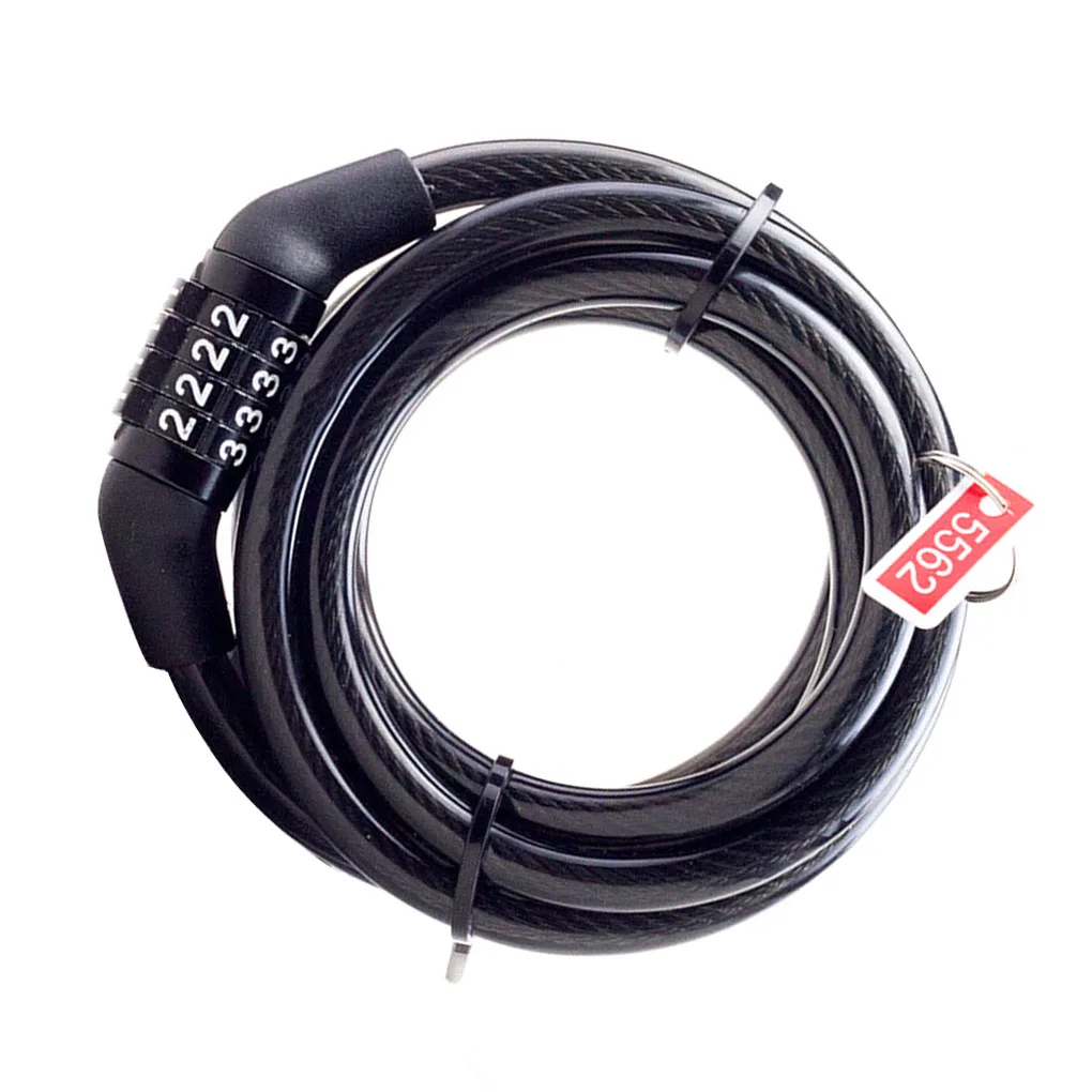 

Bike Lock 4 Digit Code Combination Bicycle Security Lock Steel Cable Spiral Cycling Bicycle Lock