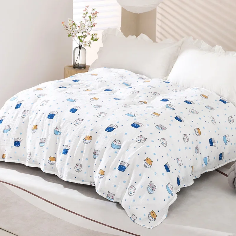 150x200CM Baby Summer Cool Blanket Bamboo Cotton Breathable Sweat-absorbing Double Gauze Blanket Home Children Adult