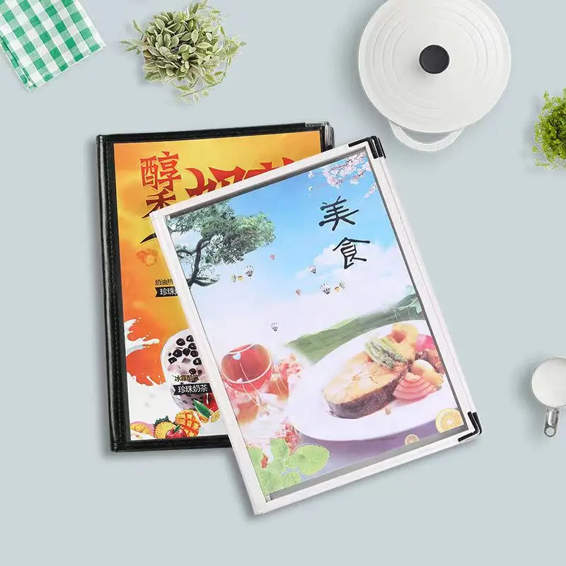 1 Page 2 View Menu Covers 8.5 x 11 Inch Transparent Restaurant  Menu  Folder with Metal Corners Fits A4 Size Paper