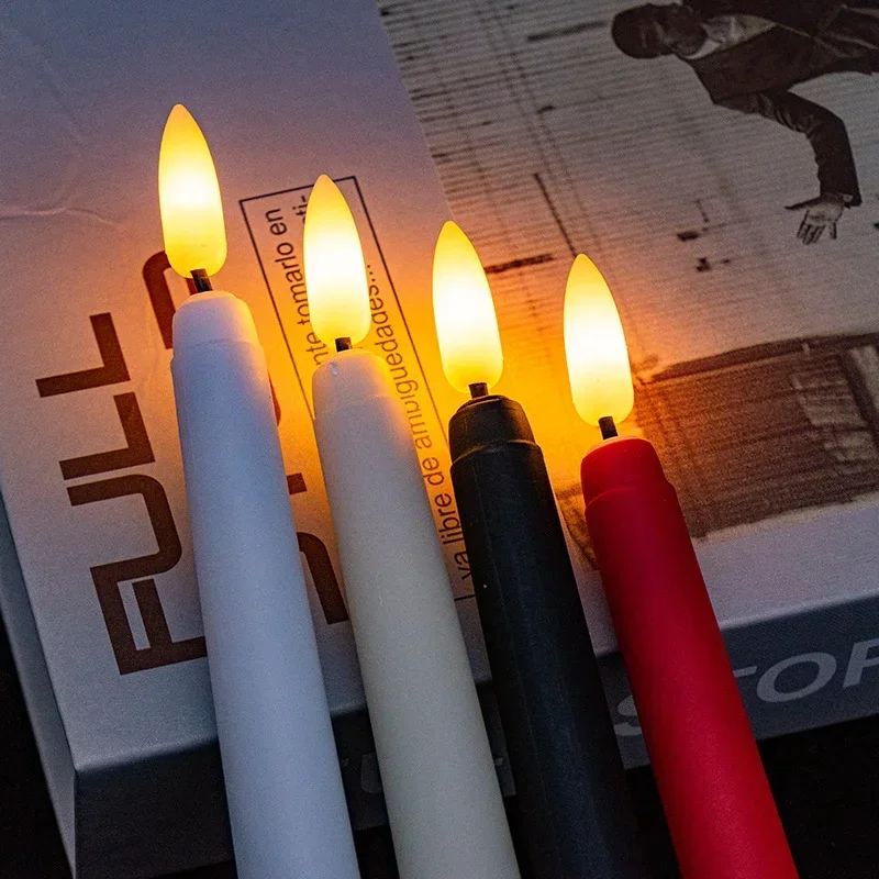 6 Candele Coniche Nere Senza Fiamma Tremolanti Con Timer Remoto A 10 Tasti Portacandele A Led A Batteria Con Finestra~p151375492 - Foto 4
