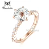 Kuololit Natural Diamonds 18K Rose Gold Rings for Women Round 2CT Jubilee Cut Moissanite Solitaire Bubble Ring for Engagement 1