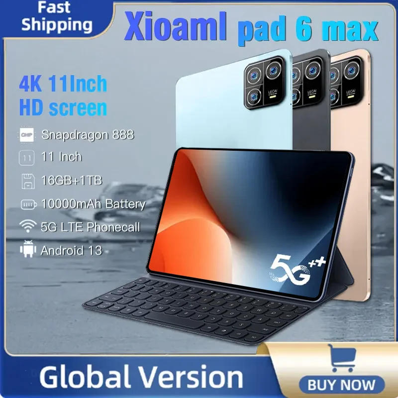 2024 Originale Pad 6 Xiao Max Tablet Versione Globale Android 13 Tablet Pc Snapdragon 888 16Gb 1Tb 5G Gps Wifi Mi Tab Pad 6 Tablet
