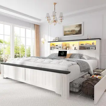 King Storage Bed with LED 1