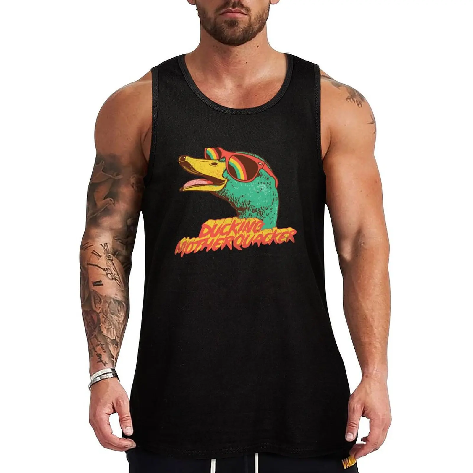 

Ducking Motherquacker Tank Top Bodybuilding shirt Men's vest sexy clothes men sleeveless shirt man gym