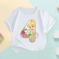 Fairy Tinker Bell Princess Number Print Kids T shirt Girls Clothes 1 2 3 4 5 6 7 8 9 Years Birthday Baby Boys T-Shirts,HKP2444 2