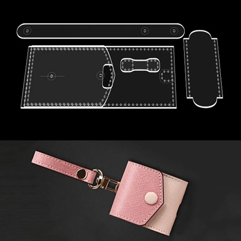NUBECOM 5PCS Handmade Leather Acrylic Stencils DIY Wallet Making Templates Headphone Organizer Mold Leather Craft Supplies