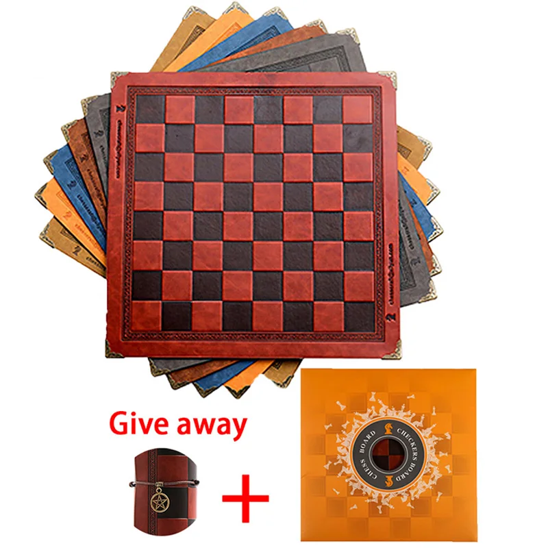 Chess board mat leather waterproof international chess game puzzle Roll Up Chess Board Games Accessories