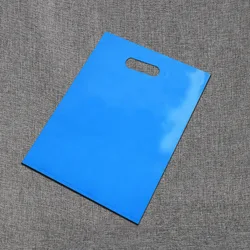 Reusable Plastic Shopping Bags with Customizable Logo and Colored Handles - Perfect for Trade Shows & Boutiques (Pack of 25/50) (Blue)