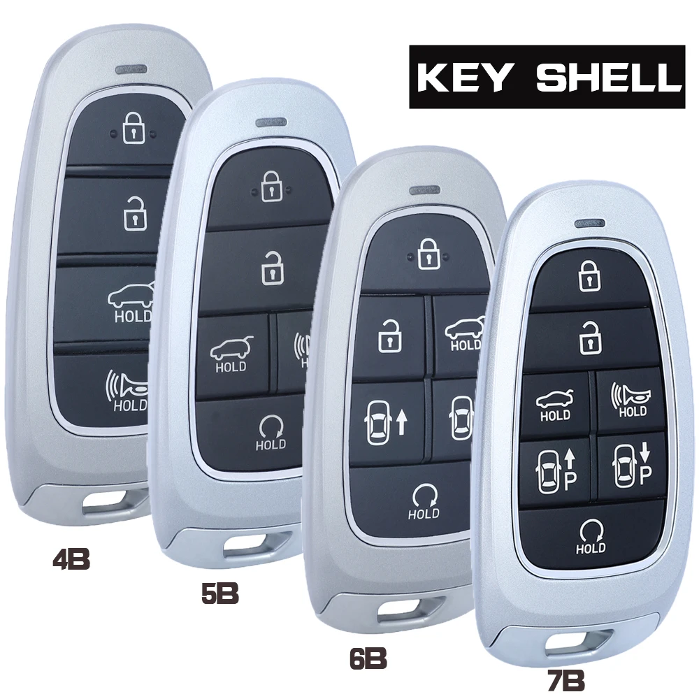 HIBEYO Custodia Chiave Auto In Pelle Bovina Per Hyundai Sonata Tucson NX4 Nexo Solaris Santa Fe 2019-2023 – 3 Tasti – Blu