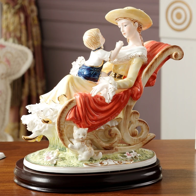 

Высококачественная европейская керамика, украшения с героями, изображения Теплой Мамы и ребенка, фарфоровые куклы, домашнее украшение для гостиной,