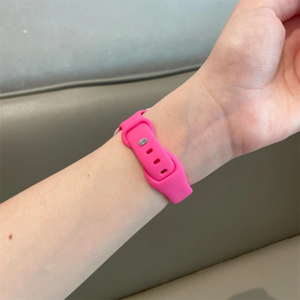 Hot Pink Watch Band With Case Silicone Band Strap For Apple Watch 38/40mm Hot Pink Withit  main image 3